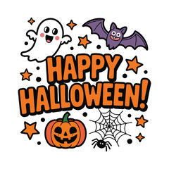 Cartoon star with orange color and speech bubble doodle style