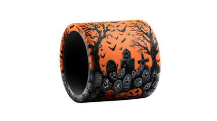 3D Halloween mug wrap sublimation spooky design, isolated on white background