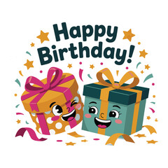 Fototapeta premium happy birthday card with gifts