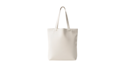 Plain white tote bag with handles isolated on transparent background