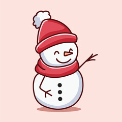cute cartoon character snowman chirstmas elements