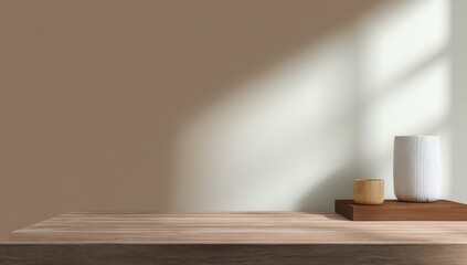 Empty wooden surface, sunlit