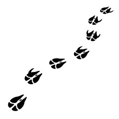 Animal hoof prints trail silhouette isolated on white background