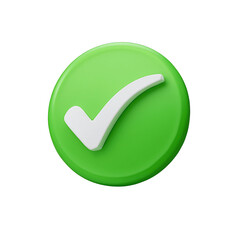  green 3d check mark icon isolated transparent background approval symbol success button verification badge confirm sign ui element digital graphic