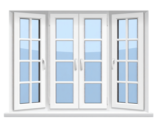 White bay window with divided panes