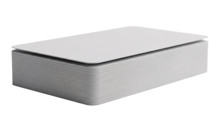 Stack of blank white cards isolated on transparent background