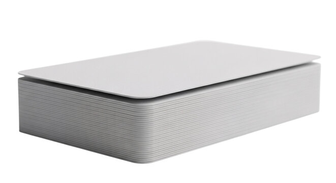 Stack of blank white cards isolated on transparent background