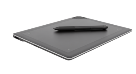Graphics tablet with pen isolated on transparent background