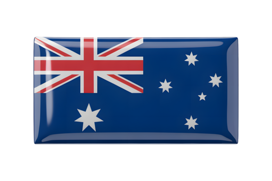 Shiny Australian flag emblem gleaming with national pride, symbolizing unity and patriotism for global representation.