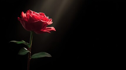 Obraz premium Elegant Red Rose Against a Black Background