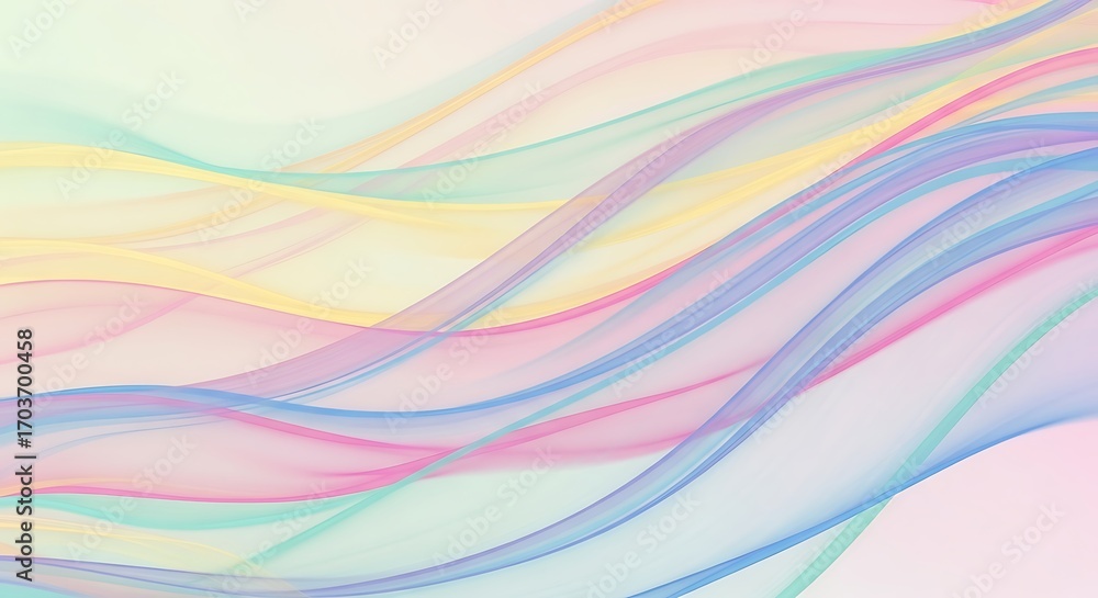 Canvas Prints pastel wavy ribbons of light and color abstract background image photo