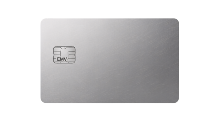Silver credit card isolated on transparent background