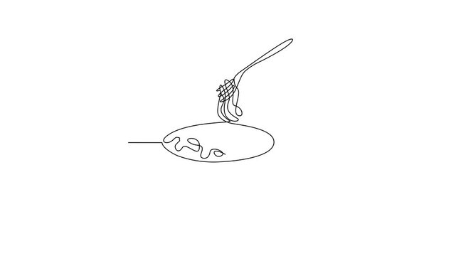 Animated self drawing of National Spaghetti Day video design illustration. National Spaghetti Day themes design concept in simple linear continuous line. Great for campaign and business purpose.