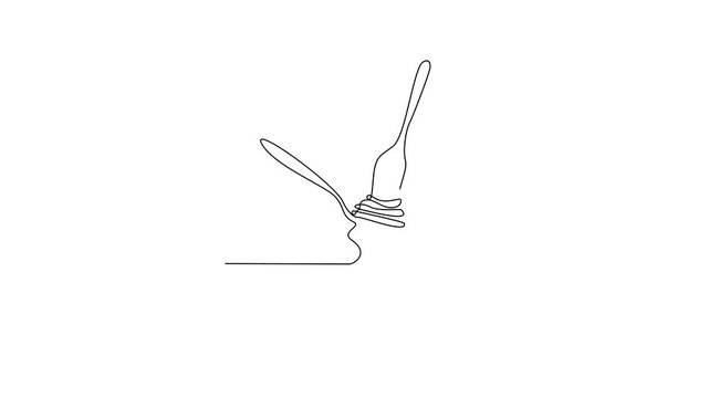 Animated self drawing of National Spaghetti Day video design illustration. National Spaghetti Day themes design concept in simple linear continuous line. Great for campaign and business purpose.