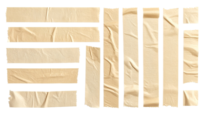 Torn beige paper rectangles, overlapping and layered