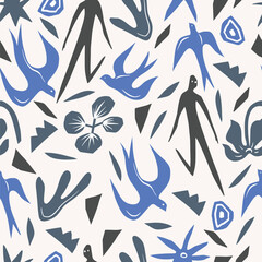 Abstract colorful seamless pattern with modern style shapes and figures