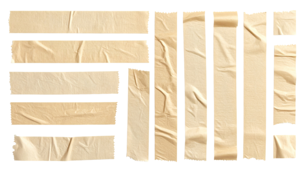 Torn beige paper rectangles, overlapping and layered