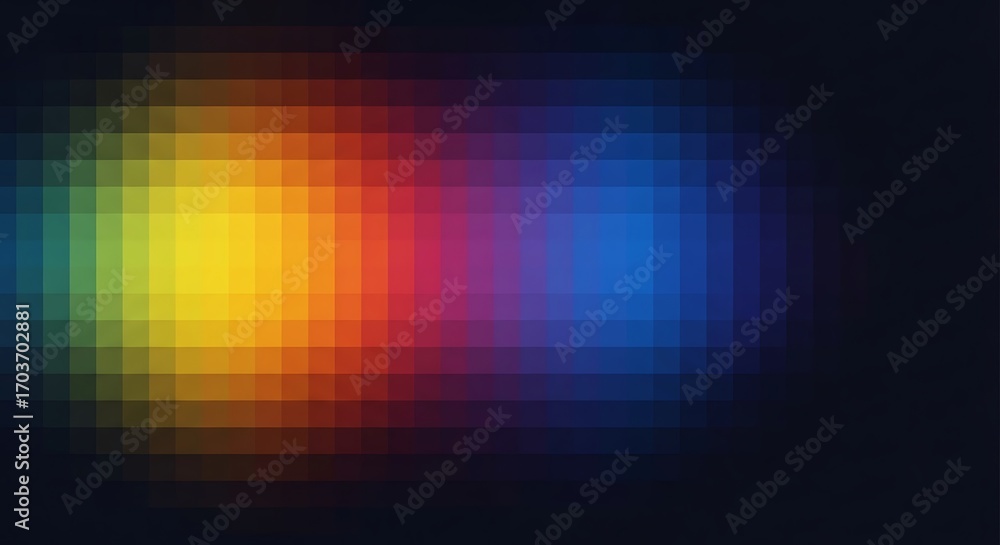 Canvas Prints pixelated rainbow spectrum against dark background abstract mosaic