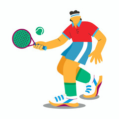 Padel Player in Action Flat Illustration