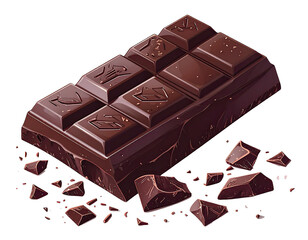 Dark chocolate bar, broken pieces