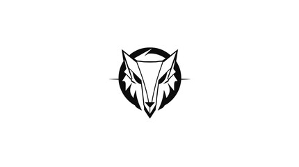 Geometric fox head logo design, encircled, sharp lines, minimalist style.