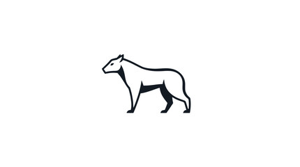 Obraz premium Stylized monochrome illustration of a canine, possibly a wolf or hyena, standing alert.