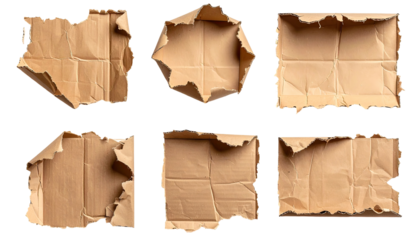 Torn cardboard shapes, various sizes and edges