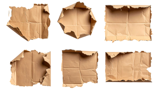 Torn cardboard shapes, various sizes and edges