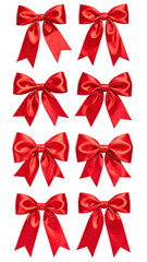 Nine vibrant red satin bows