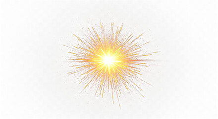 Explosive golden burst of light and energy radiating outwards with shimmering particles, perfect for celebrations and dynamic designs