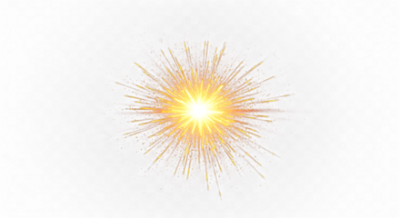 Explosive golden burst of light and energy radiating outwards with shimmering particles, perfect for celebrations and dynamic designs