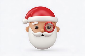 A Charming 3D Render of a Santa Claus Emoji Sporting a Monocle, Perfect for Festive Digital Designs and Holiday Greetings.