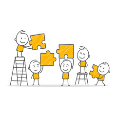 An inspiring illustration expressing the power of creating together with a puzzle metaphor.