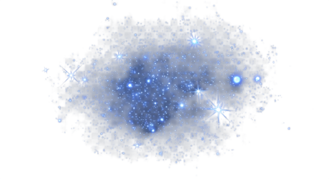 Sparkling blue star cluster with glowing nebulae and celestial light effects for cosmic backgrounds and digital art projects