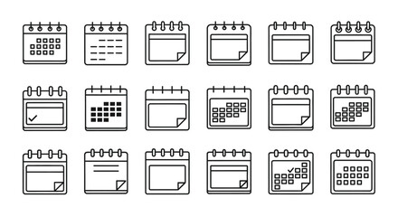 Set of calendar icons daily weekly monthly planner organizer schedule and event planning symbols vector