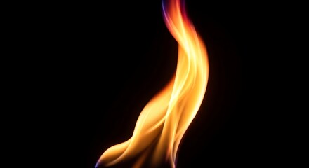 Vibrant Orange and Yellow Flame Dancing Against Black Background abstract ablaze