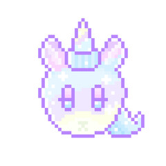 ピクセルアートなグラデーションデコラユニコーン⭐︎PNG