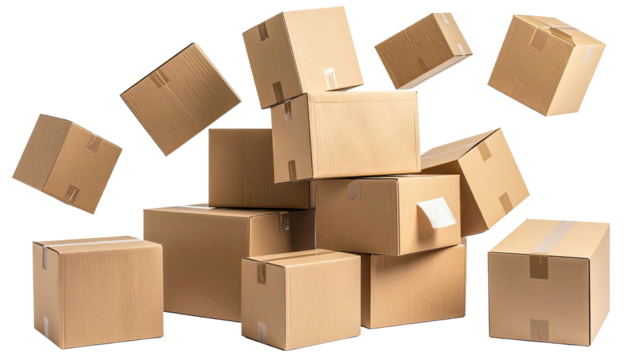 Cardboard boxes stacked and falling