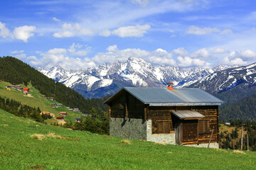 Aerial footage of Kackar mountain ranges and plateaus in Rize province.
