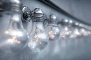 Close-up of a row of light bulbs