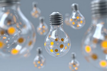 Floating light bulbs with yellow dots