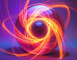 Abstract sphere with vibrant energy trails