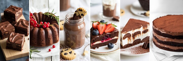 Indulge in decadent chocolate desserts a delightful montage of cakes and brownies perfect for any sweet craving
