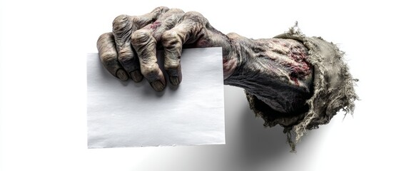 Hyper-Realistic Zombie Hand Grasping Paper in High Fidelity Detail