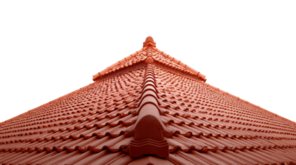 An upward gaze reveals intricate patterns of terra cotta tiles, showcasing architectural finesse