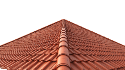 Architectural detail of a traditional terracotta tiled rooftop with a unique perspective for