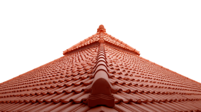 An upward gaze reveals intricate patterns of terra cotta tiles, showcasing architectural finesse