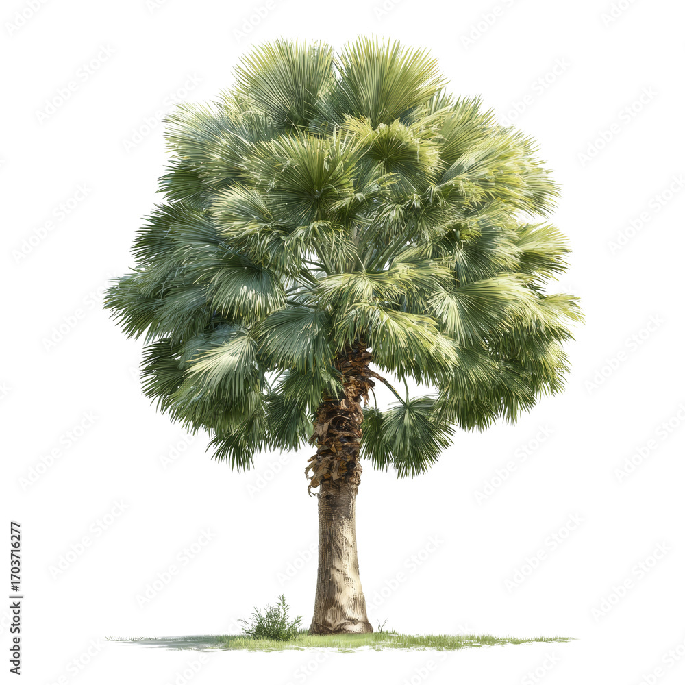 Poster isolated vibrant palmetto tree casting a soft shadow against a transparent field generating a