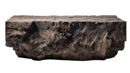 Isolated textured rock platform with transparent void, ideal for product presentation and creative
