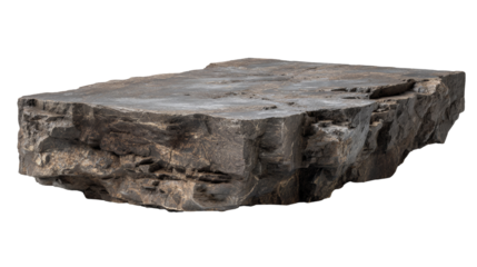 Textured rock platform, isolated against a neutral backdrop, featuring raw edges, showcasing